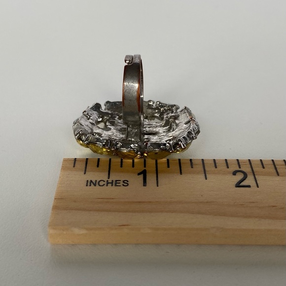 Women's Fashion Jewelry Yellow Rhinestone Ring One Size - Picture 8 of 8